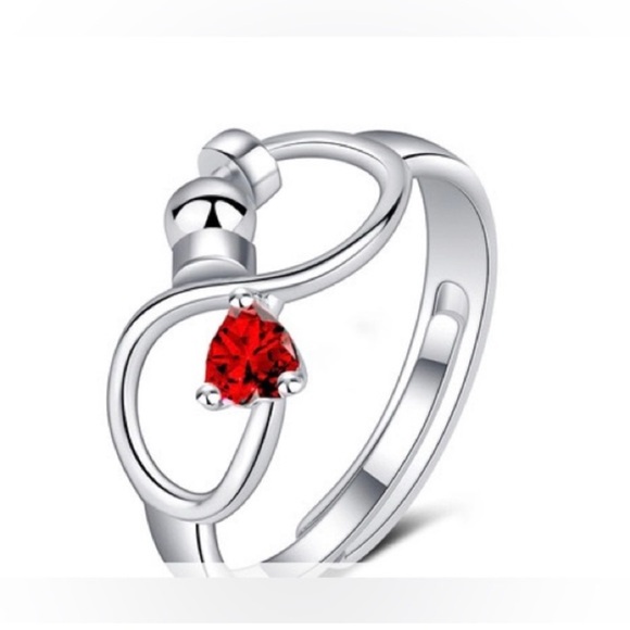 Ring - Dainty Red Adjustable Infinity Fidget Ring - Picture 3 of 3